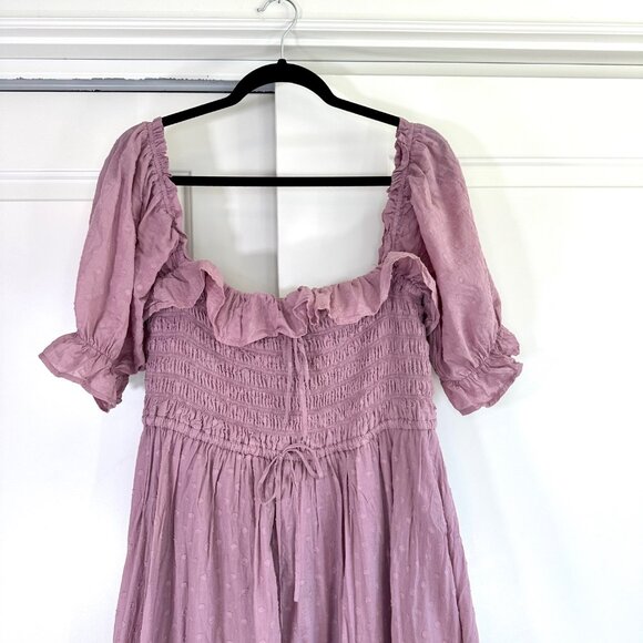 Square Neck Smocked Puff Sleeve 100% Cotton Dress XXL - Picture 3 of 13